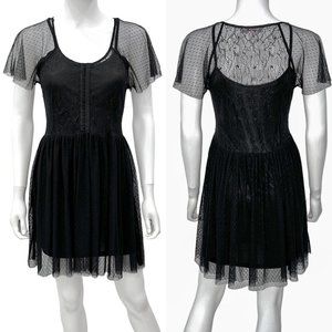 Romeo & Juliet Couture Floral Lace Overlay Flowy Mini Dress Black Women's Size S